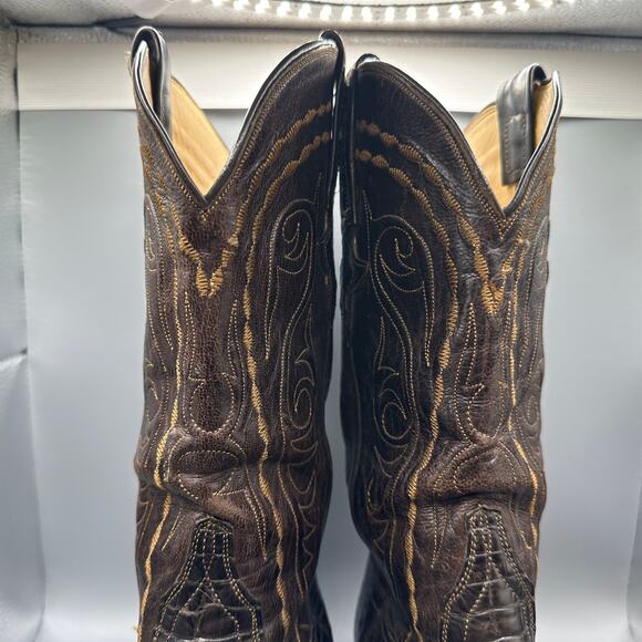 Lucchese Classics Caiman Belly Boots Men Size 12 D Brown Handmade in USA main image 7
